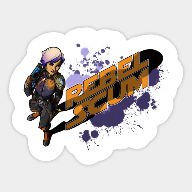 Sabine Wren Rebel Scum! - in English Sticker by BixelBoone